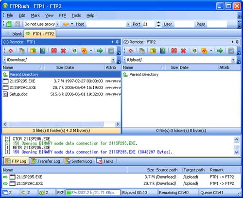 upload or download from ftp server